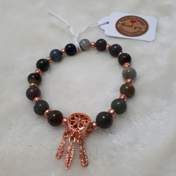 Semiprecious Gemstone Stretch Bracelet - Picture 1 of 2